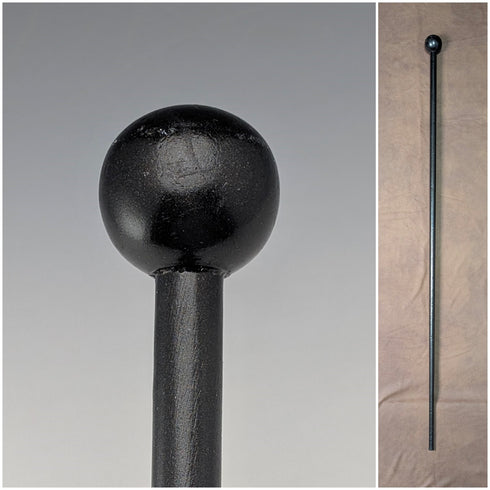 British vintage black shaft round handle walking stick 92cm